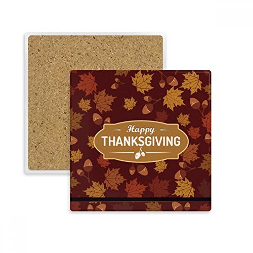 Coaster dessous de verre absorbant Thanksgiving sous-verre pierre carré multicolore boisson - 2