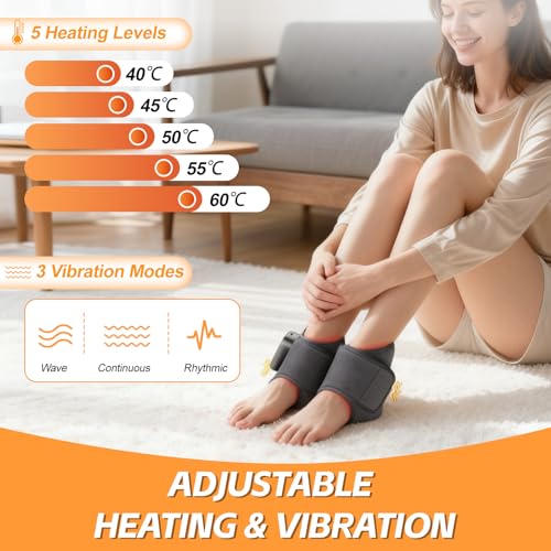 Masajeador de pies portátil eléctrico con 3 modos de vibración y 5 niveles de calor, calentador de pies con masajeador para tobillo, talón, suela (1 unidad) - imagen 3
