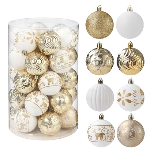 34 Stück Weihnachtskugeln,Christbaumkugeln Kunststoff...