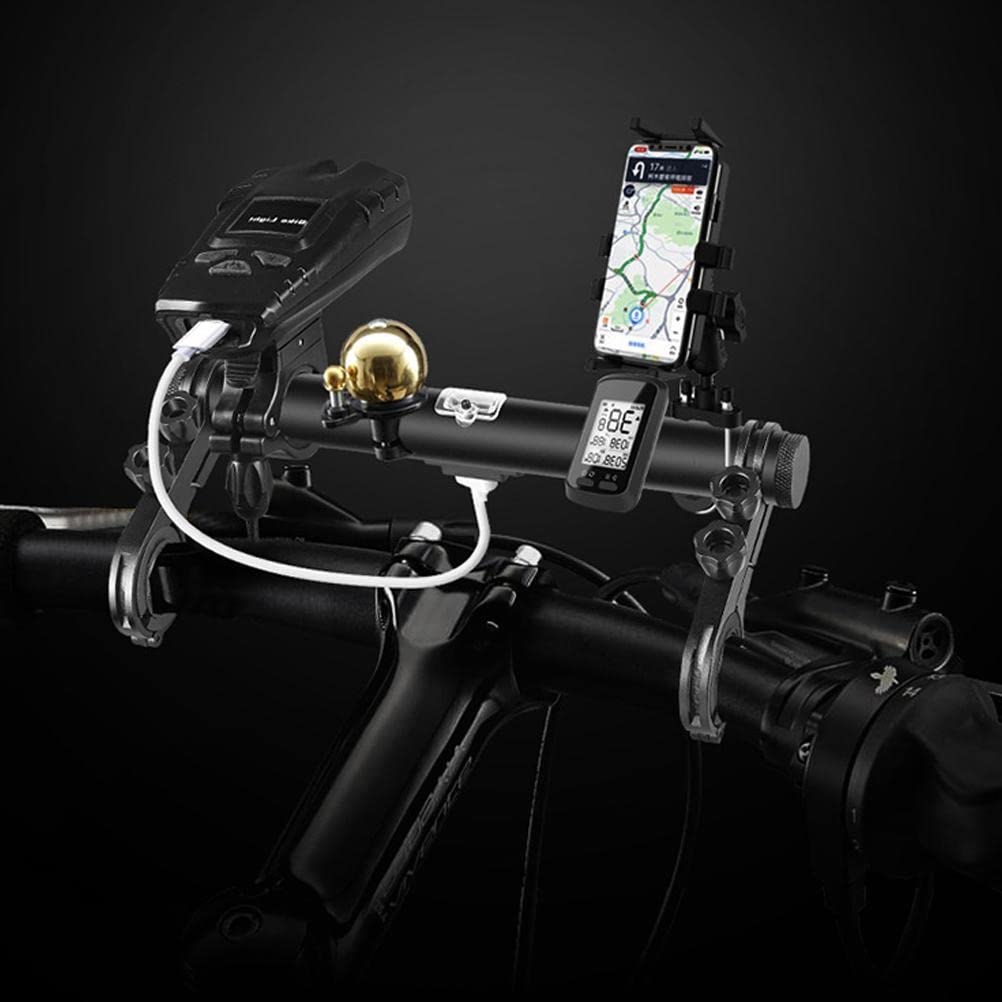 Extension de Guidon de Vélo Rechargeable en Alliage d'Aluminium 20CM - Support Étanche Multifonctionnel avec Power Bank