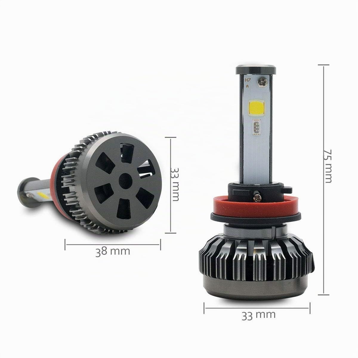 Riloer Bombilla LED H11 H9 H8 RGB, 2 Piezas 80W 6000K 8000LM IP65 Faros Delanteros RGB Coche LED COB Aplicación Colorida LeadLamp Liquidación Bombilla de Lámpara