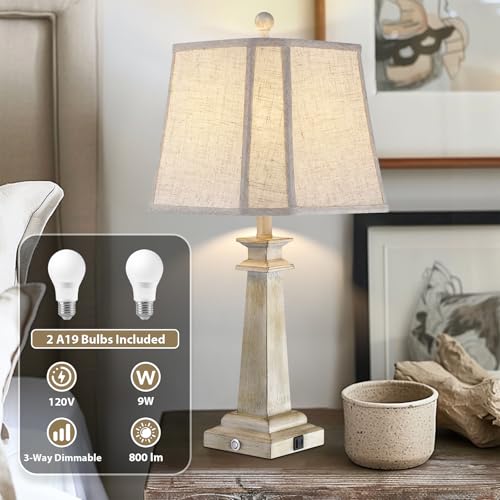 Hapcrea 27.5" Farmhouse White Table Lamps Set of 2 for Living Room Bedroom - image 5