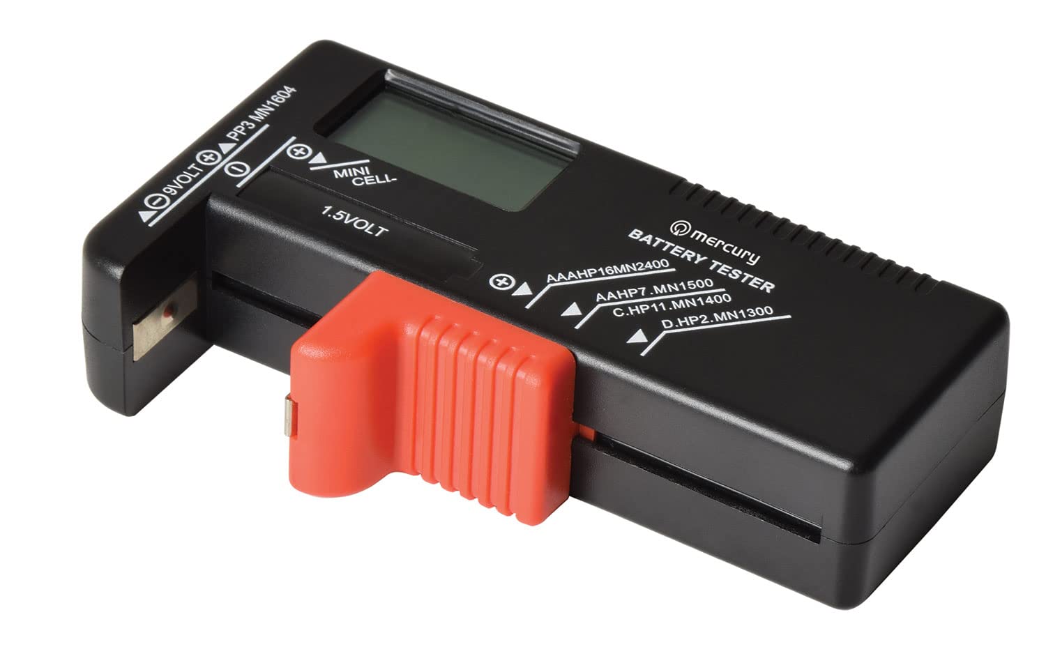 MERCURY | Universal Battery Tester Volt Checker with Accurate digital Screen | Test AA, AAA, C, D and 9V PP3 Batteries & Button Cells
