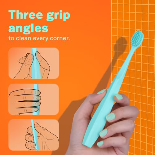 Image of Max Extra Soft Toothbrush for Adults with Sensitive Gums, Soft Bristle Toothbrushes, Wide Head for Back Teeth, Ergonomic Non-Slip Grip, BPA Free, Individually Wrapped, 4 Pack, Mint Green