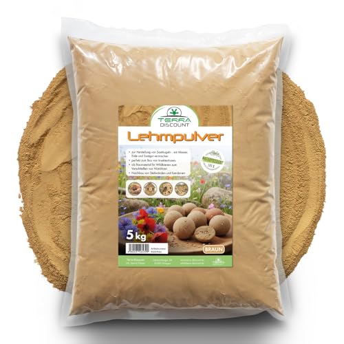 Lehmpulver 5 kg Natur Lehm für Seedballs Insektenhotel & DIY Bauprojekte Feines Tonpulver für Gartenprojekte (Braun)