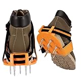 TSOMEI Lawn Aerator Shoes, Lawn Air Aerator Tool for Men Women, Free-Installation Aerating Shoes with Loop Strap for Aerating Patio Garden Grass Lawn Tool (Orange)