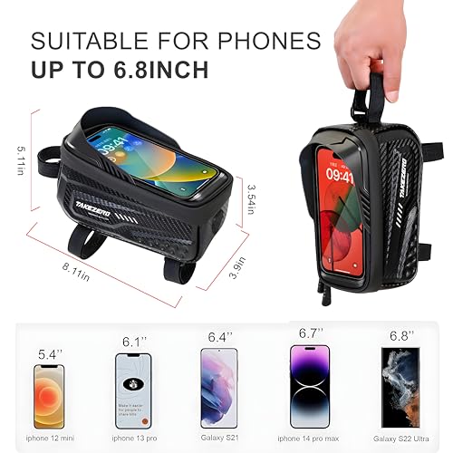 KEMEETAO Bike Front Frame Bag,Bike Accessories, Waterproof Bike Frame Bag with TPU Touch-Screen & Rain Cover (Phones under 6.8'')" - Image 5