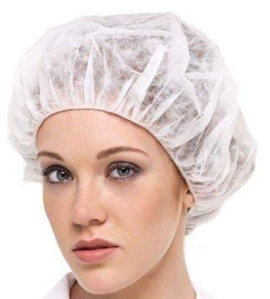 Disposable Bouffant Cap, Hair Cover 24 Inches (Pack of 100) White