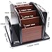 Coideal Remote Control Holder Caddy - Wooden Rotating Coffee Table Organizer Large Spinning Wood Remote Holder for Living Room Office (6 Compartments, Brown & Black)