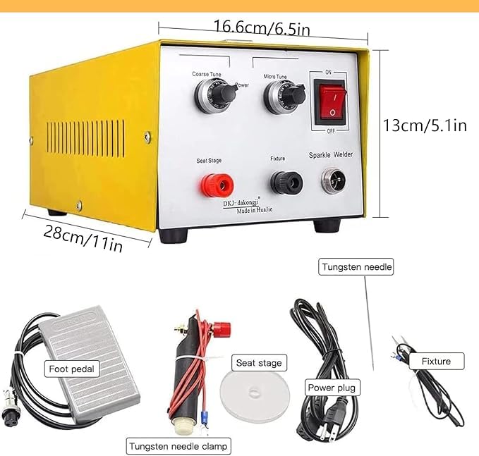 Máquina de soldadura por puntos para joyería, máquina de soldadura por puntos portátil de 30 A con pedal, soldadura por puntos de pulso brillante DIY, para soldadura por puntos de oro