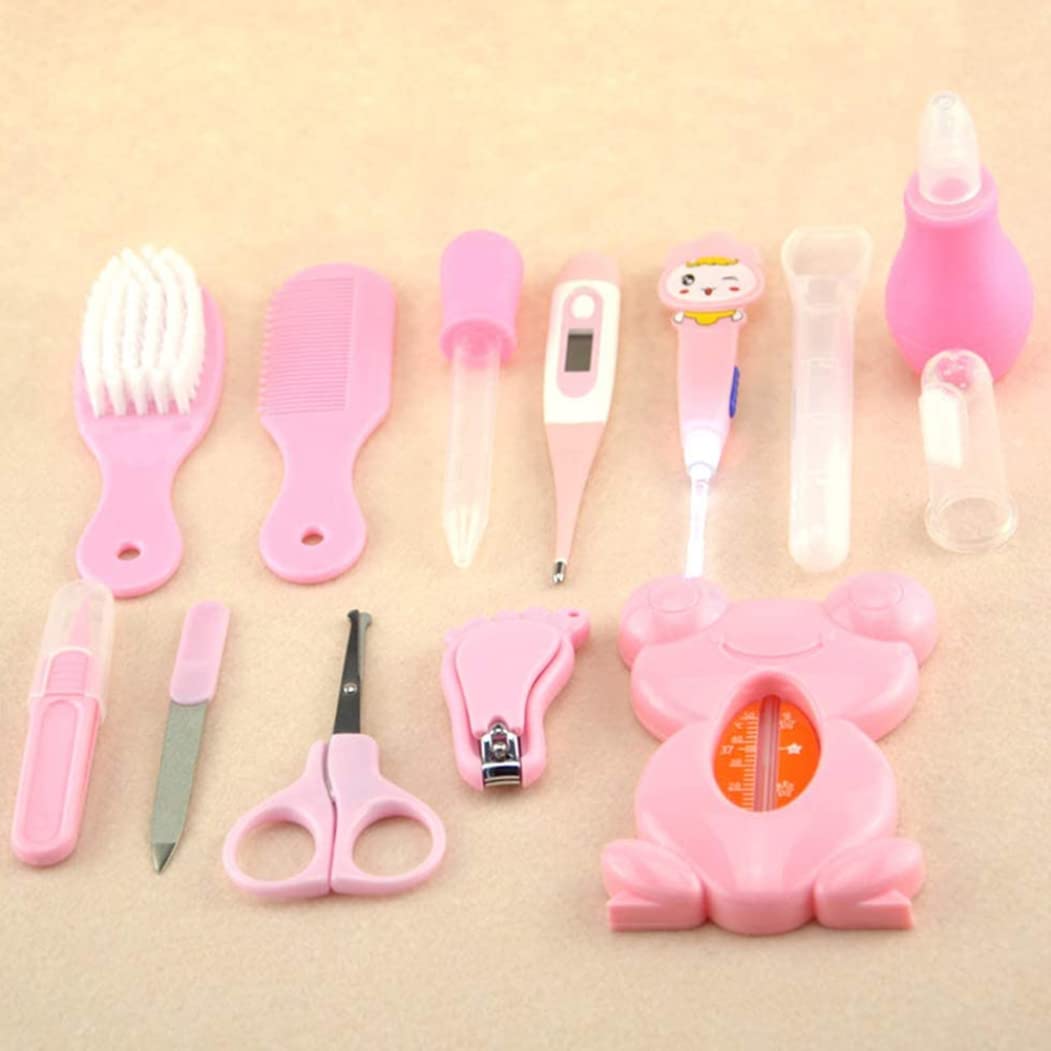 Kit de toilettage pour bébé, kit de soins santé et toilettage pour bébé, aspirateur nasal, coupe-ongles, brosse à cheveux, soins nettoyage quotidiens pour nouveau-né, 13 pièces/ensemble, sty
