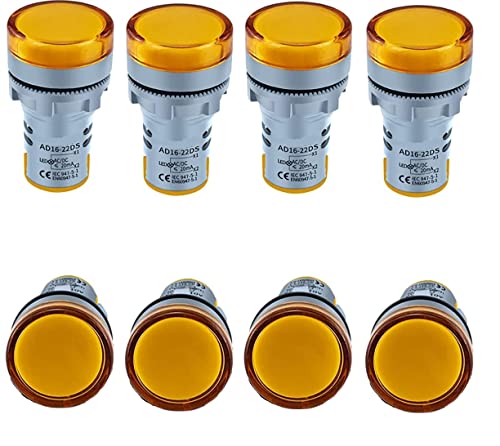 POWER LED Panel Indicator 230V 22MM Plastic (Set of 4 (Yellow))