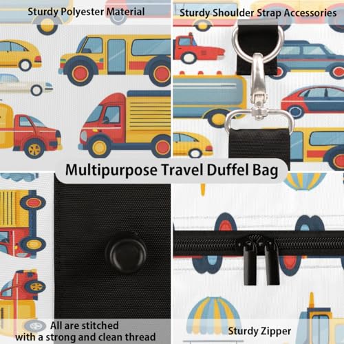 Cartoon Cars Airplanes Travel Duffel bag for Men Women Weekender Overnight Bag Gym Bag Carry On Luggage Bags for Yoga Workout Sports3