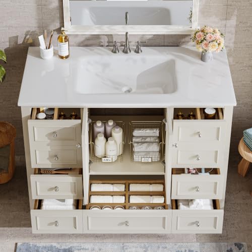 Image of Tribesigns 48 inch Modern Bathroom Vanity Cabinet with Acrylic Basin Combo