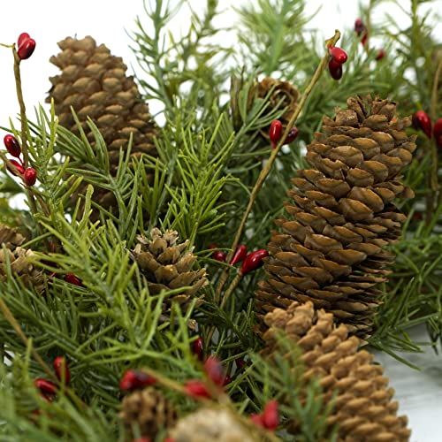 Amf0Resj 22 Inch Artificial Christmas Wreath Winter Wreath With Big Pinecones,Pine Needles For Indoor Outdoor Farmhouse Home Wall Window Festival Wedding Decor #TOP5