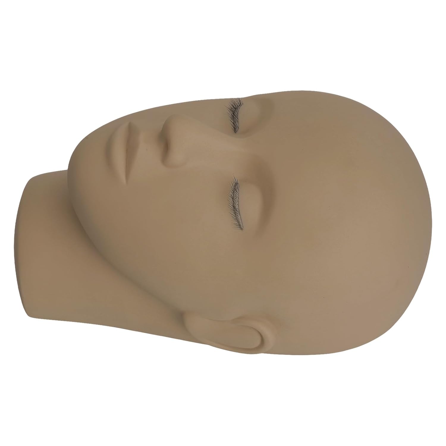 3D Simulated Face Eyelash Extension Mannequin Head, 3 Layer Lashes, Silicone Practice Training Doll Head for Makeup Beauty, Massage and More (Black Coffee Color)