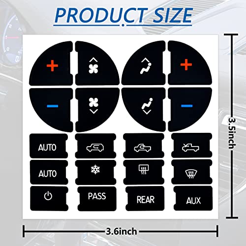 2 Pack AC Dash Button Repair Kit, Best for Fixing Ruined Faded A/C Control Buttons, Compatible with Chevy, Car SUV Van Truck Accessories, Decal Replacement Fits Select 07-14 GM Vehicles
