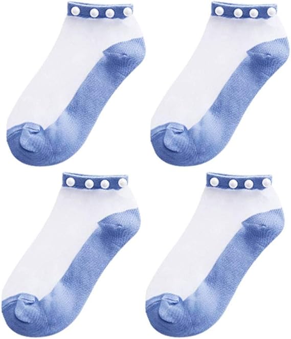 Amazon 4 足組 靴下 レディース くるぶし パール 透明 クリスタルシルク 夏 ローカット ショート フットカバー 用 ぺたんこ靴 ハイヒール カジュアルシューズ 22 26cm A 4足組 フットカバー スニーカーソックス 通販