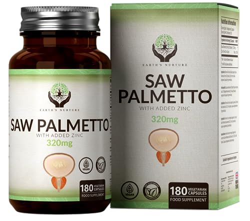 EN Saw Palmetto | 180 Serenoa Repens Capsules | ad Alto Dosaggio Estratto di Palmetto Saw 320mg con Zinco 15mg | Non-OGM, Senza Glutine e Allergeni | Prodotto nel Regno Unito