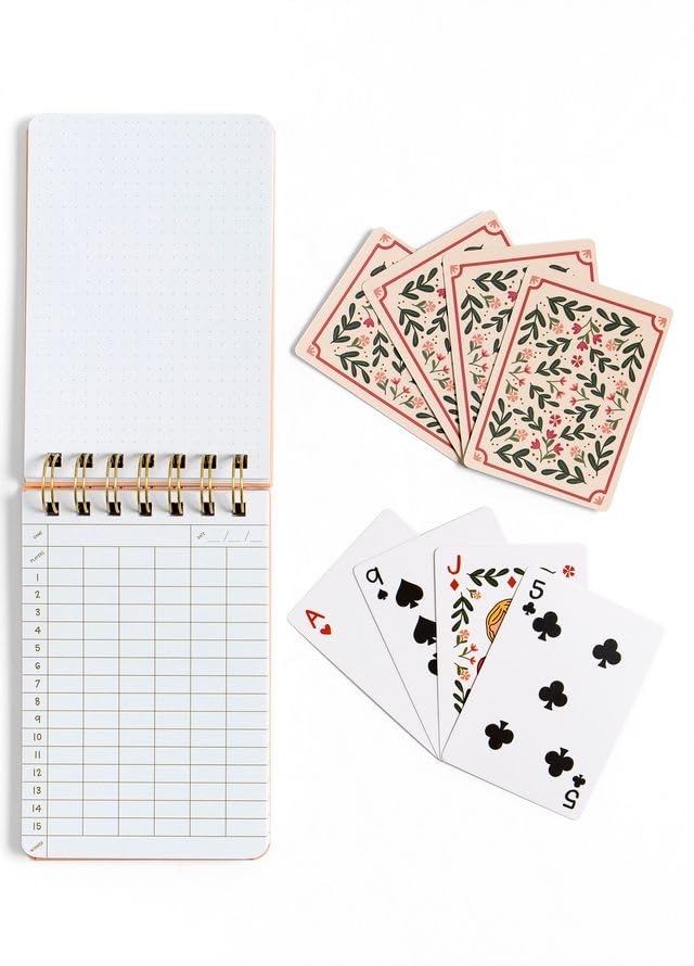 Set Naipes Póker Floral con Libreta Puntuación 52 Cartas miniatura 3