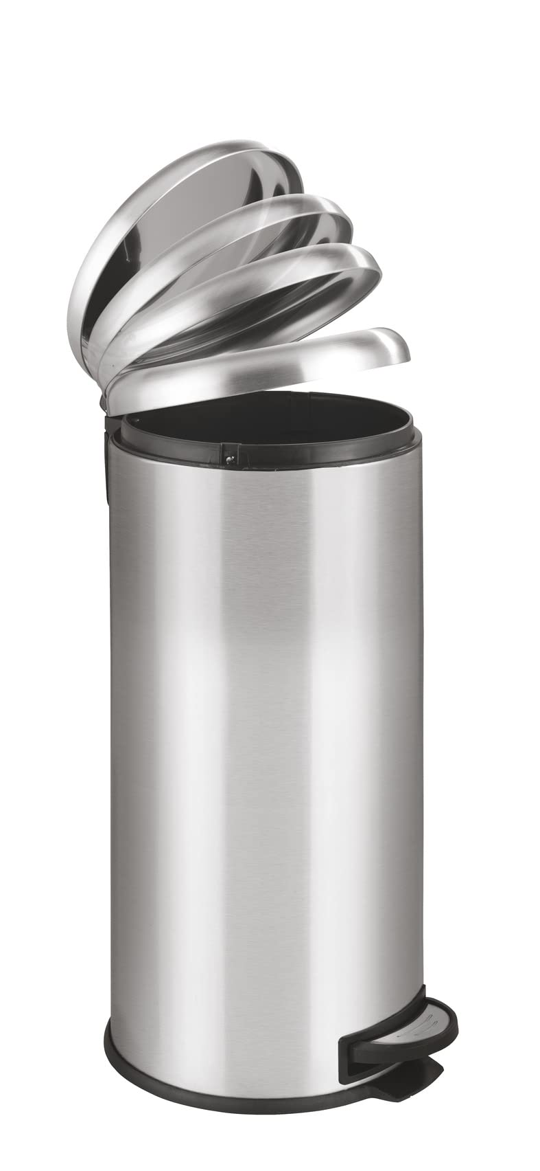 WENKO Küchen Abfalleimer Leman, 30 Liter, Mülleimer mit Absenkautomatik, Tretfunktion, herausnehmbarem Einsatz, aus rostfreiem Edelstahl, 30,5 x 64 x 37,5 cm