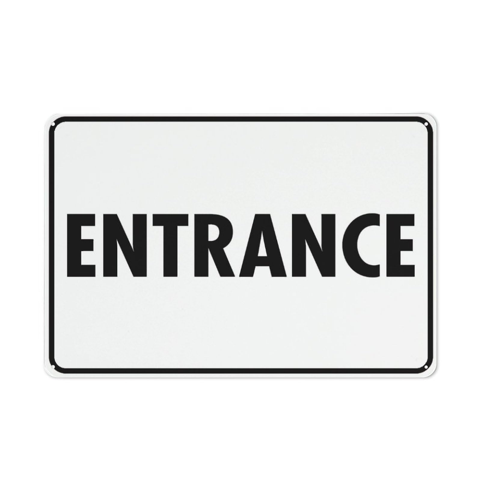 Entrance Sign, 8x12 Inch Rust-Free Metal Aluminum for House, Door, Office, Business, Yard, Pre-Drilled Holes, Weather Resistant