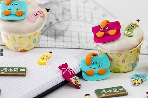 Kaffeehaus Diamant - Schultüten in Gelb, Blau, Grün - 6 große und 12 kleine Zuckertüten zum Schulstart für Jungen - buntes Zuckerdekor zur Einschulung