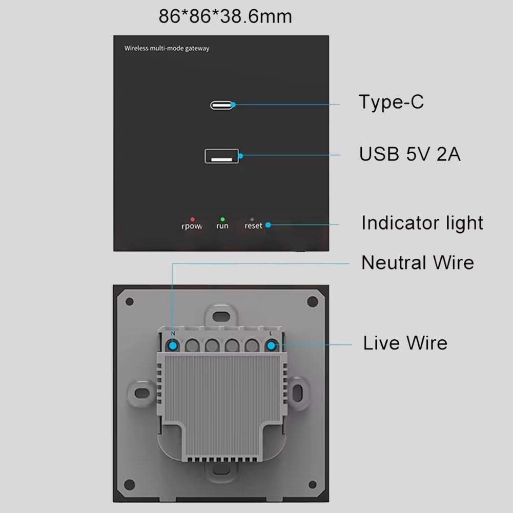Tuya Zigbee Multi-Mode Wall Gateway Hub für Home, WiFi Bridge, Bluetooth Mesh, Life Fernbedienung Funktioniert Funktioniert