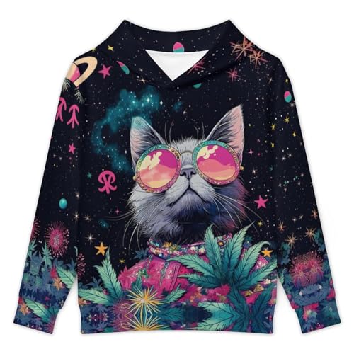 Boys Girls Hoodies 3D Printed Rainbow Tie-dye Cool Hooded Pullover Sweatshirt for Kids