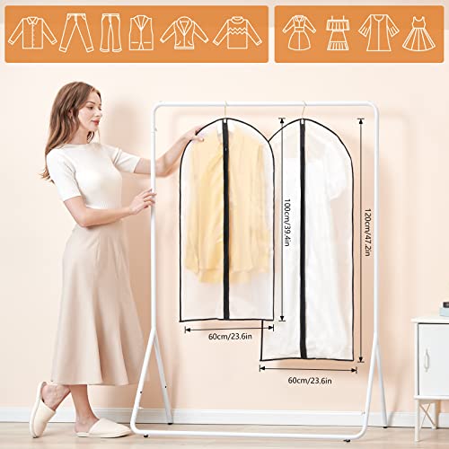GoMaihe 12 Stück Kleidersack Anzug Lange, 60 x 120/100cm Schwarz Rand Transparent Anzugtasche Kleidersäcke, Kleiderhülle Anzugsack Abendkleid Brautkleid Mäntel Hemden Mottenschutz Wasserdicht, MEHRWEG