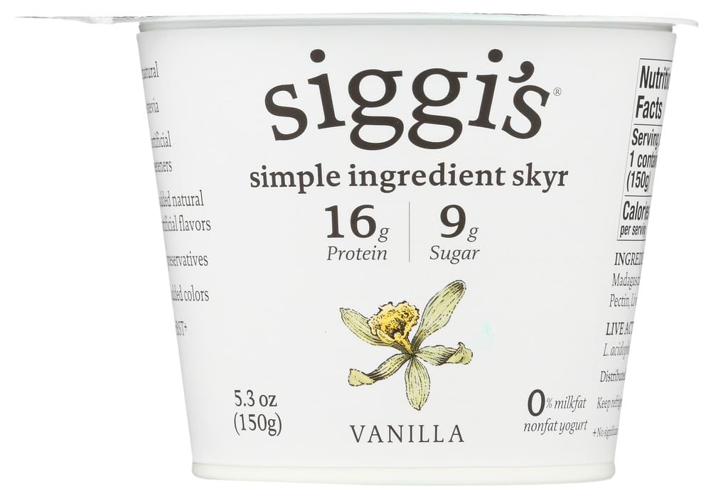 Siggis Skyr Vanilla Icelandic Style Yogurt, 5.3 Ounce -- 12 per case.