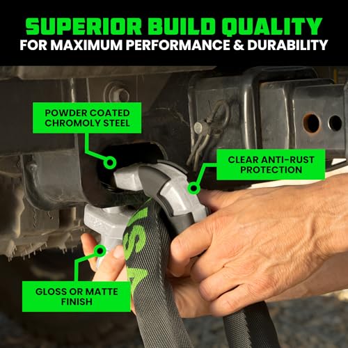 Image of Rhino USA Super D Ring Shackles (2-Pack) - 70,548lb Break Strength - Heavy Duty 3 /4 inch Clevis Shackle with 7 /8 Pin for Towing & Off-Road Use - Pairs with Tow Strap for Vehicle Recovery (White)