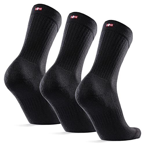 DANISH ENDURANCE Chaussettes de Tennis pour Homme et Femme, Respirantes et Renforcées, 39-42, Noir, Lot de 3 Cover