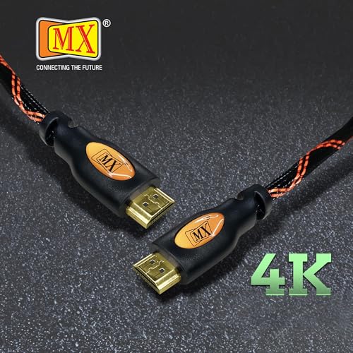 Image of MX 5M HDMI Cable High Speed 4K@60Hz, Nylon Braided, 19-Pin Male to Male, Supports 2160p, 1080p, Ethernet & Audio Return, Compatible with TV, Laptop, Monitor, Projector & Gaming Consoles