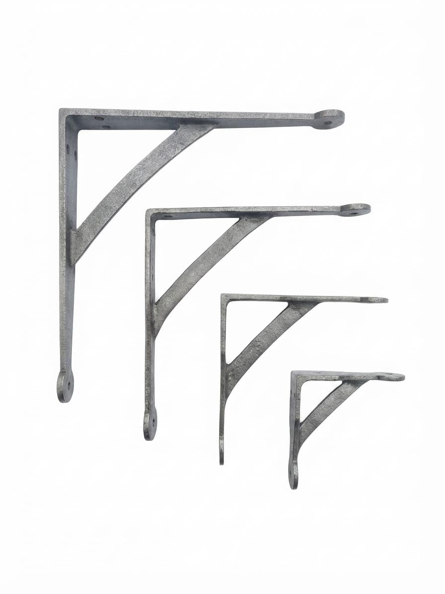 8x8 Size: Heavy Duty Cast Iron Shelf Brackets 8x8 Inch – Decorative Vintage Penny End L Bracket for Floating Wood Shelves, Rustic Metal Wall Support Hardware (1 Pair)