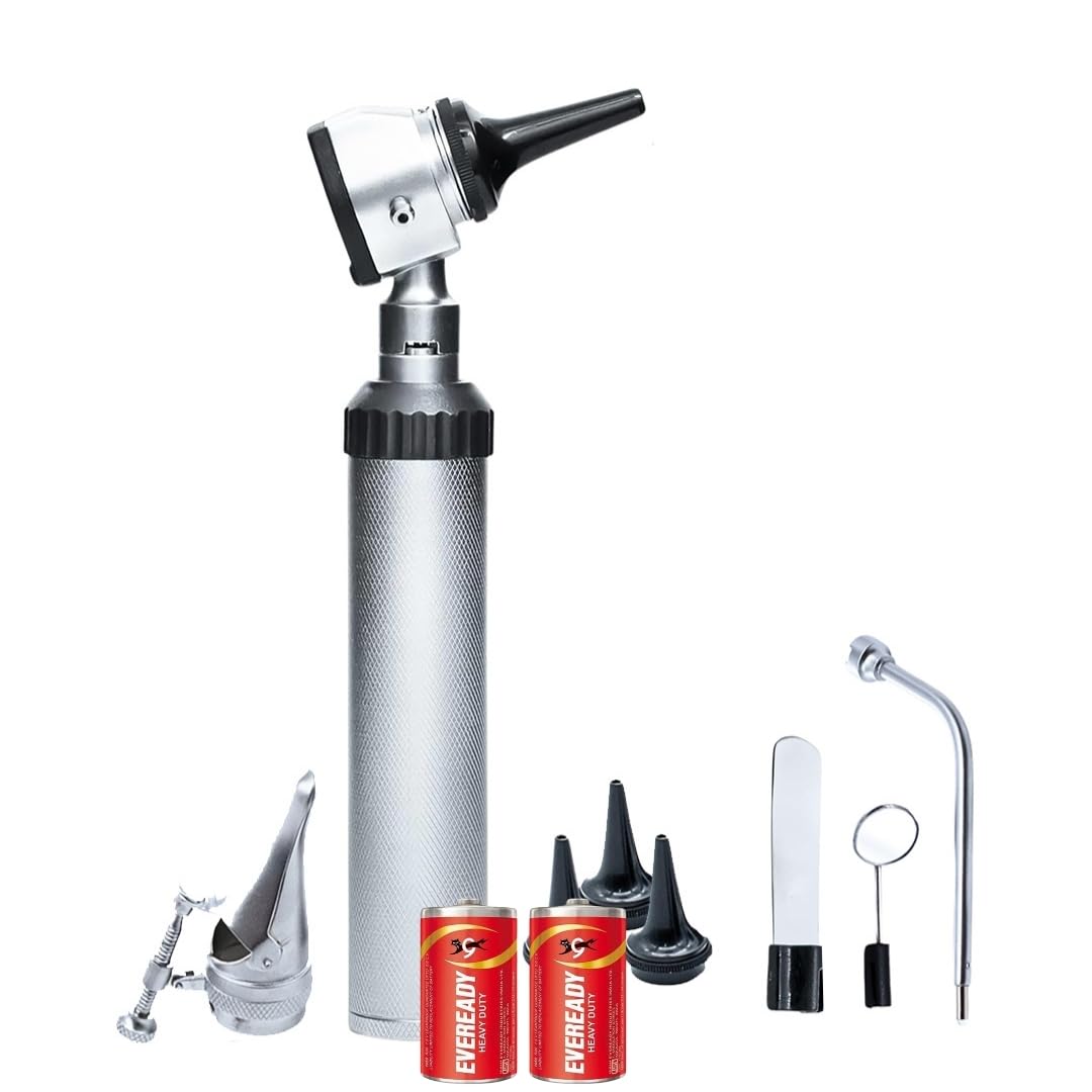 ENT Diagnostic Set | Complete Otoscope & Ophthalmoscope Kit with LED Light | Reusable Medical Examination Tool for Hospital, Clinic, Students |