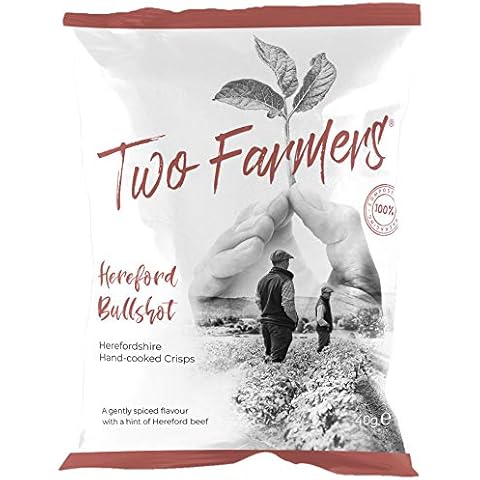 Two Farmers Hereford Bullshot Hand Cooked Crisps, Seasoned with Spices & the Finest Hereford Beef, 100% Compostable & Plastic Free Packaging, Award Winning Potatoes, Gluten Free - 24 x 40g bags Cover
