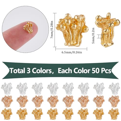 SUNNYCLUE 1 Box 150Pcs 3 Colors Metal Flower Bead Caps Flower Stamen Beads Bulk Alloy Floral Stamens Connection Base Cabochons Charms for Jewellery Making Earring Bracelet Necklace DIY Crafts Supplies - Image 2