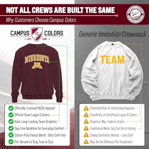Image of NCAA College Sweatshirt Fleece Crewneck Pullover for Men and Women | Officially licensed NCAA college gameday crewneck pullover - 9 oz fleece lined sweatshirt with arch and logo design