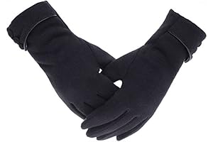 Womens Black Fleece Windproof Touchscreen Phone Winter Warm Gloves
