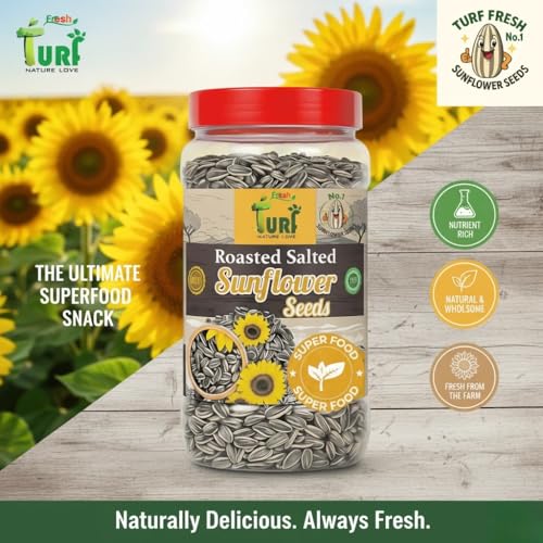 Image of Turf Fresh Roasted Salted Jumbo Sunflower Seeds,Surajmukhi Beej - The Ultimate Superfood Snack! A+ GRADE SEEDS Healthy Snacks (400G SeedGiant)(200Gx 2 Pack)