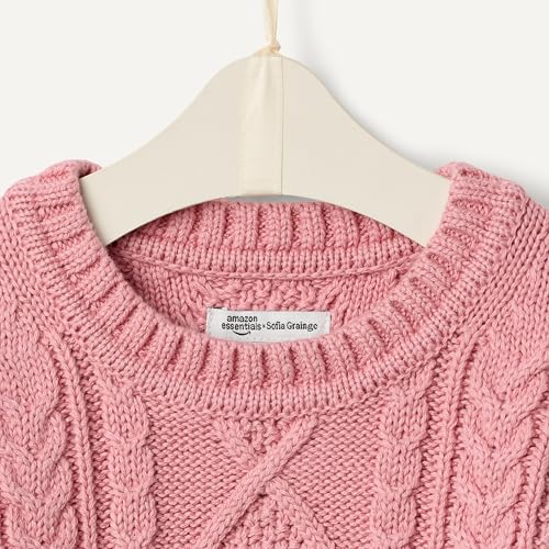 Amazon Essentials x Sofia Grainge Baby Boys' Cotton Cable Design Crewneck Sweater with Ribbing, Blush, 3-6 Months - image 4