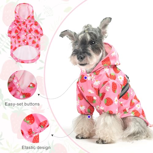 Image of BEAUTYZOO Dog Raincoats for Medium Dogs, Waterproof Rain Jacket with Hood | Puppy Rain Jacket with Harness, Reflective Poncho with Harness Built in, Rain Gear Clothes with Hat for Boy Girl, Pink M