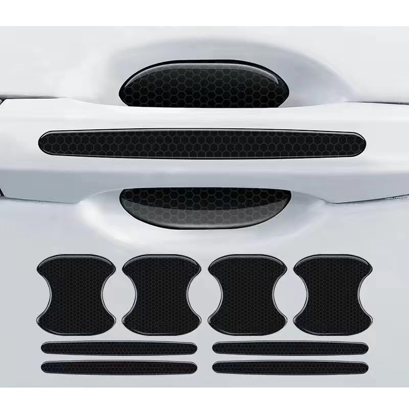 4 Pellicole Protettive Per Maniglie Auto In Fibra Di Carbonio - Anti-Graffio, Nero - Foto 3