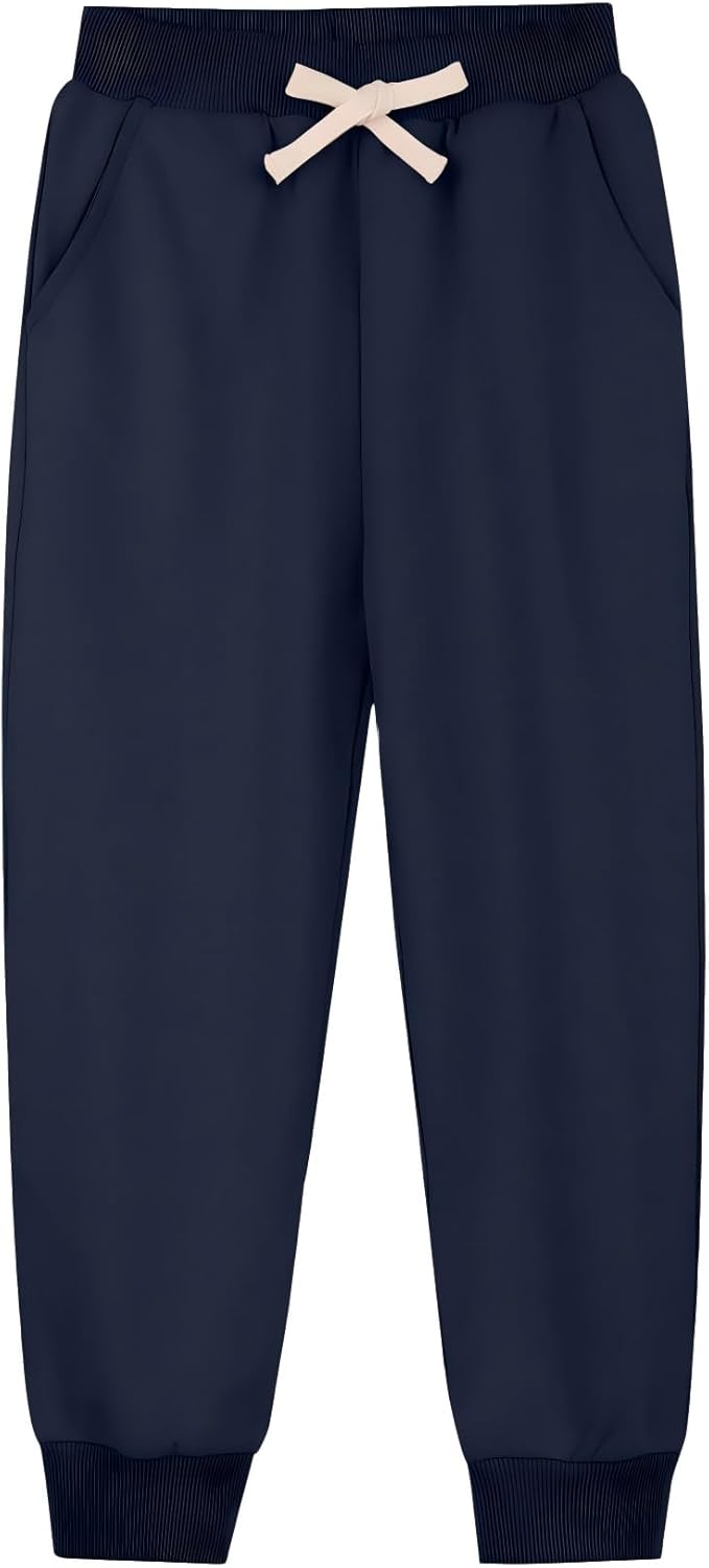 Kids Cotton Sweatpants Boys Girls Casual Athletic Pull on Pants with Pocket Drawstring Active Jogger for Toddlers(2T-14Y