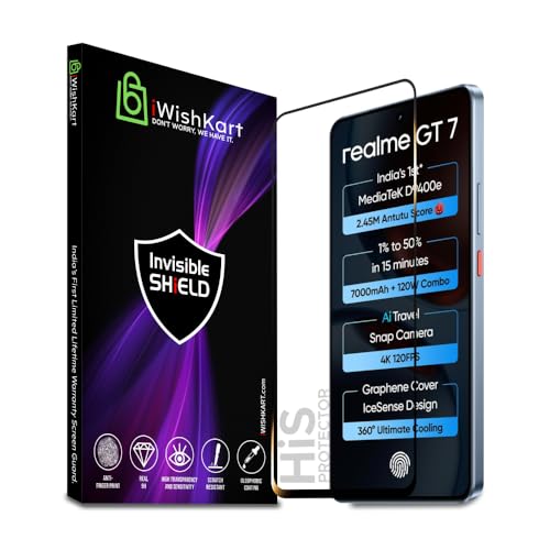 Image of compatible with Realme GT 7 / 7T 5G Tempered Glass [with warranty] screen protector guard Full Edge to Edge 9H Full Glue FHD with Easy Installation kit - Pack of 1 | 6.78 Inch (GT7 / 7 t)