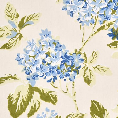 Image of THE LINEN COMPANY Cotton Duck Canvas Curtains 6 Feet Long, Printed Floral Curtains for Door & Window, 6ft Set of 2, Flower Heaven Blue