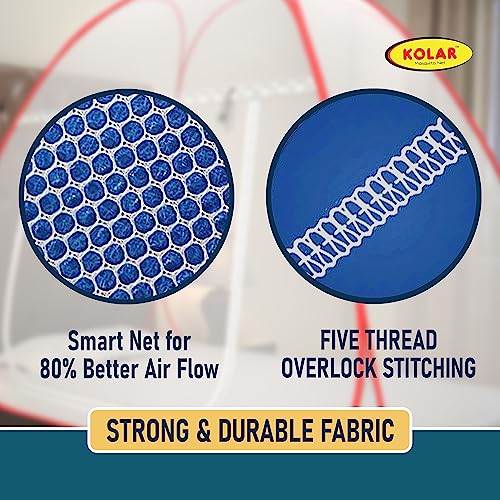 Image of KOLAR Supreme On Mosquito Net for Single Bed|Polyester 30 GSM|Foldable Machardani |Strong and Durable|Tent Type Corrosion Resistant - White Red Color