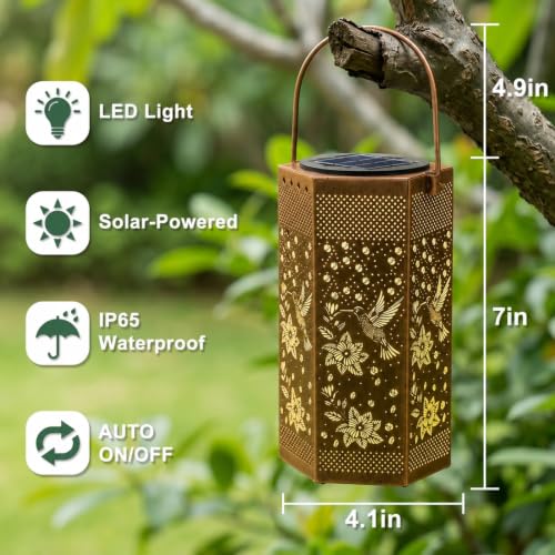 Image of Eandisom Hummingbird Solar Lantern Gifts for Women Mom Grandma