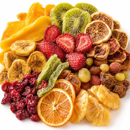 Image of Premium Mixed Dehydrated Fruits Combo - Strawberry, Kiwi, Peach, Plum, Mango, Orange & Pineapple - Vitamin Rich Dried Fruit Snack - Healthy Smart Snacking (Pack of 1)